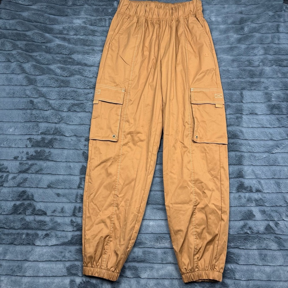 Champion Womens Cargo Jogger Pants Camel Brown High Waist Utility XS M7137